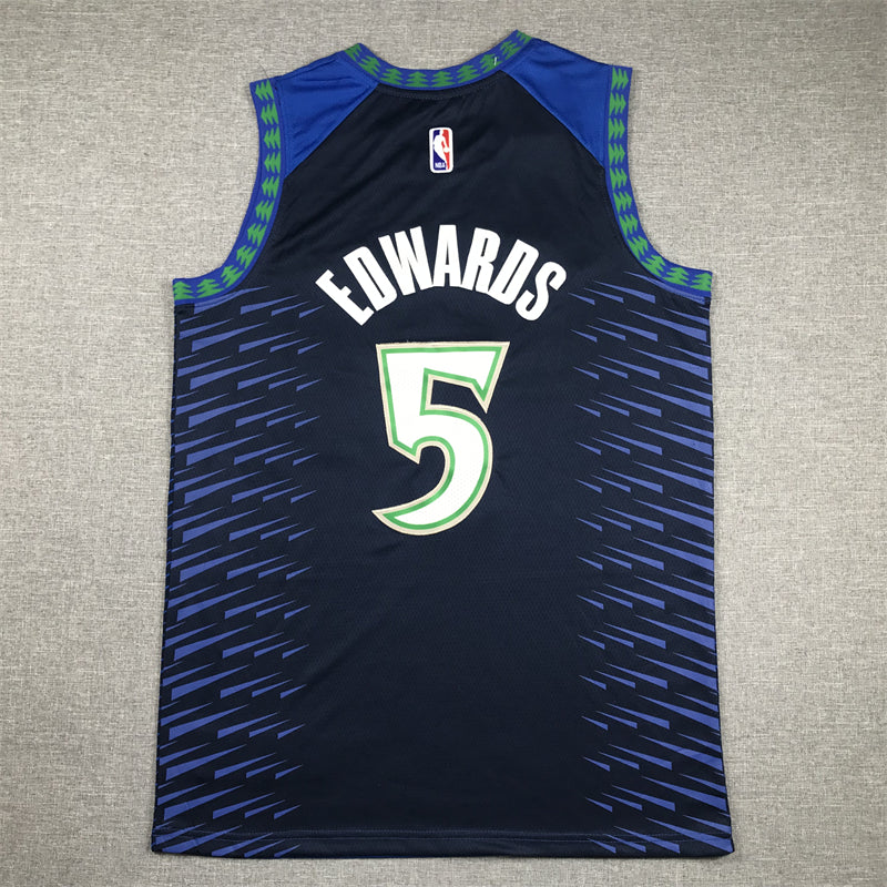 Men's Minnesota Timberwolves Anthony Edwards #5 Blue Swingman Jersey1 - City Edition