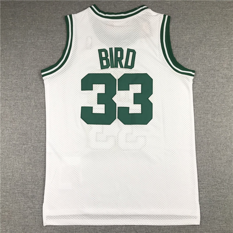 Men's Boston Celtics Larry Bird White 1985-86 Hardwood Classics Swingman Jersey1