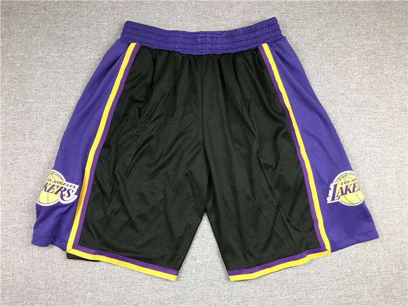 Men's Los Angeles Lakers Black Hardwood Classics Basketball Shorts1