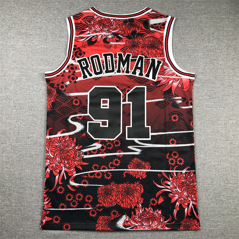 Men's Chicago Bulls Dennis Rodman #91 Year of Rabbit Edition Hardwood Classics Swingman Jersey1
