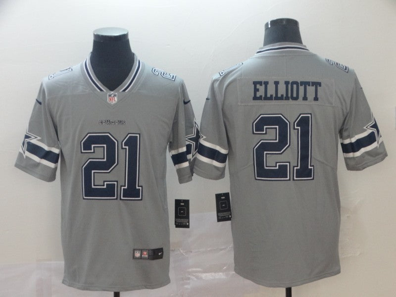 Men's Dallas Cowboys Ezekiel Elliott #21 Gray Inverted Legend Jersey1