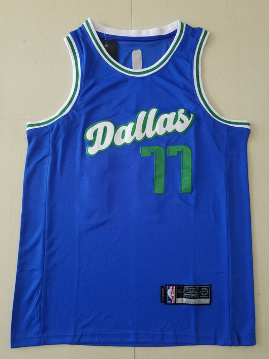 Men's Dallas Mavericks Luka Doncic #77 Blue Classics Swingman Jersey1