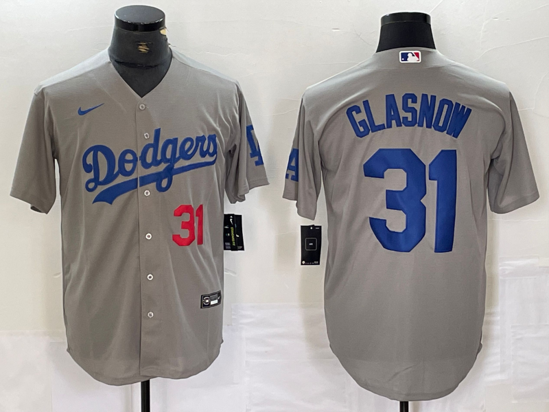 Men's Los Angeles Dodgers Tyler Glasnow #31 Gray Replica Game Jersey1