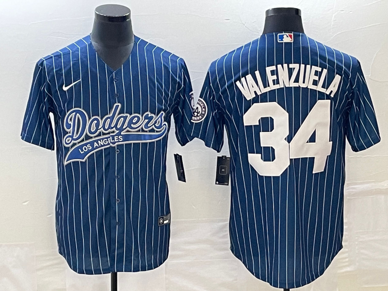 Men's Los Angeles Dodgers Fernando Valenzuela #34 Blue Player Jersey1 Joint Edition
