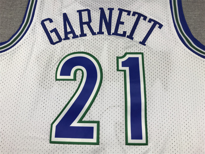 Men's Minnesota Timberwolves Kevin Garnett #21 White Hardwood Classics Swingman Jersey1