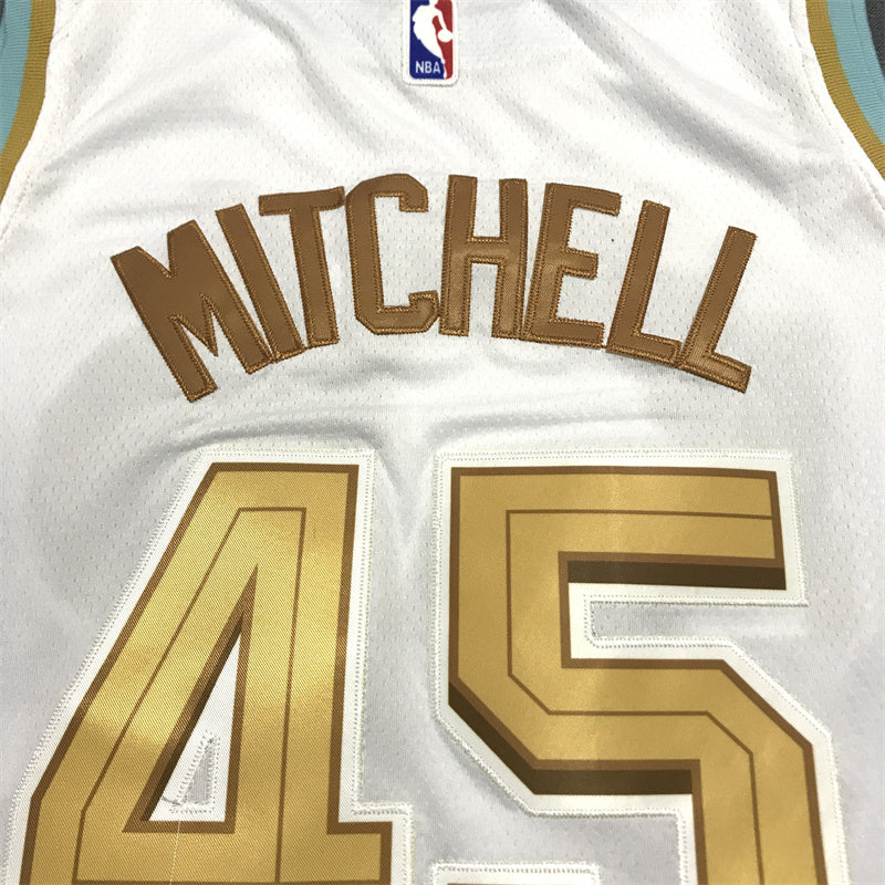 Men's Cleveland Cavaliers Donovan Mitchell #45 The Land White City Edition Jersey1