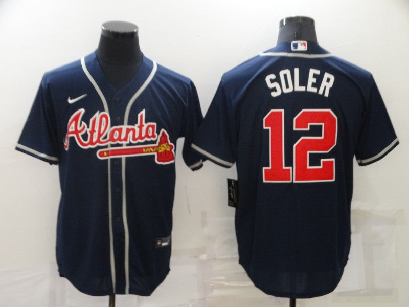 Men's Atlanta Braves Jorge Soler #12 Navy Replica Player Jersey1