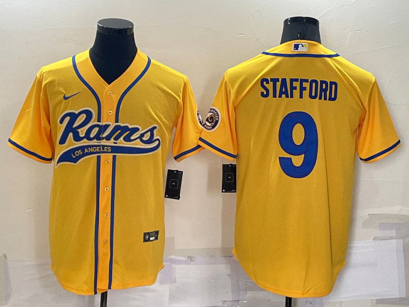Men's Los Angeles Rams Matthew Stafford #9 Yellow Game Jersey1 Joint Edition