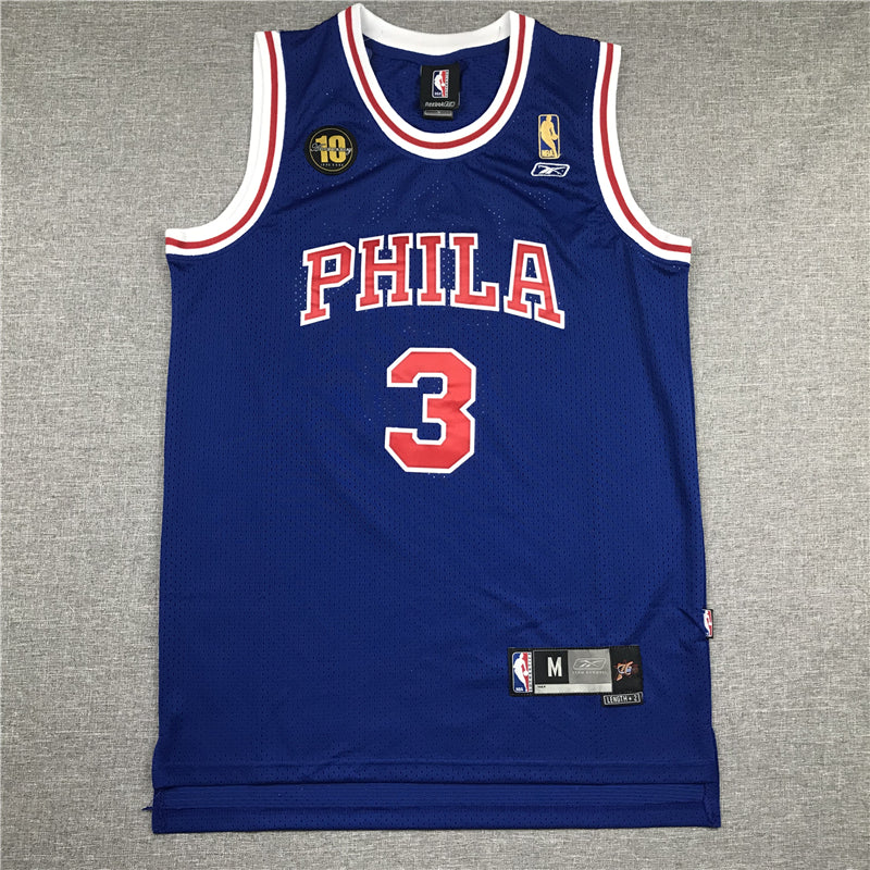 Men's Philadelphia 76ers Allen Iverson #3 Royal Swingman Jersey1