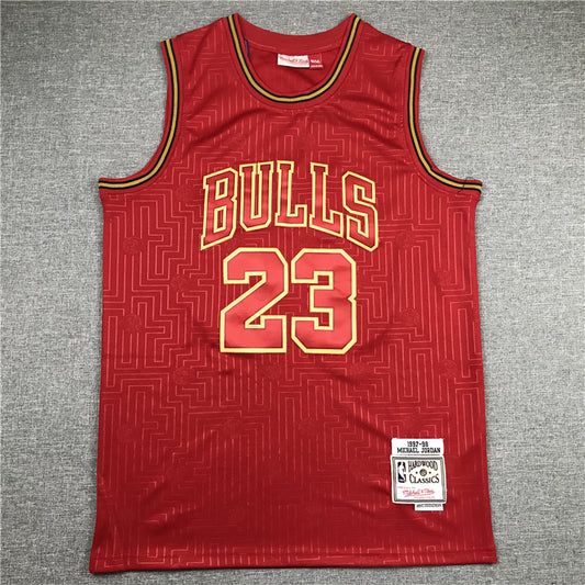 Men's Chicago Bulls Michael Jordan Red 1997-98 Hardwood Classics Swingman Jersey1