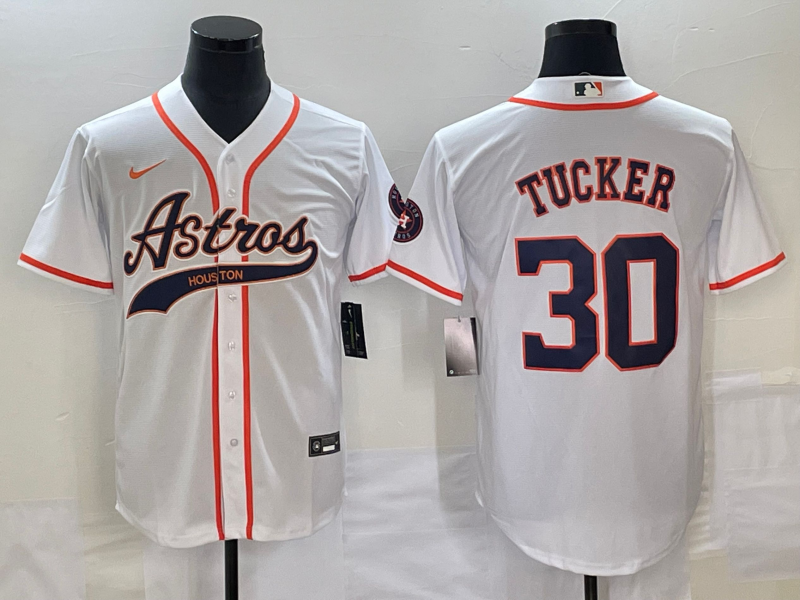 Men's Houston Astros Kyle Tucker #30 White Replica Jersey1 Joint Edition