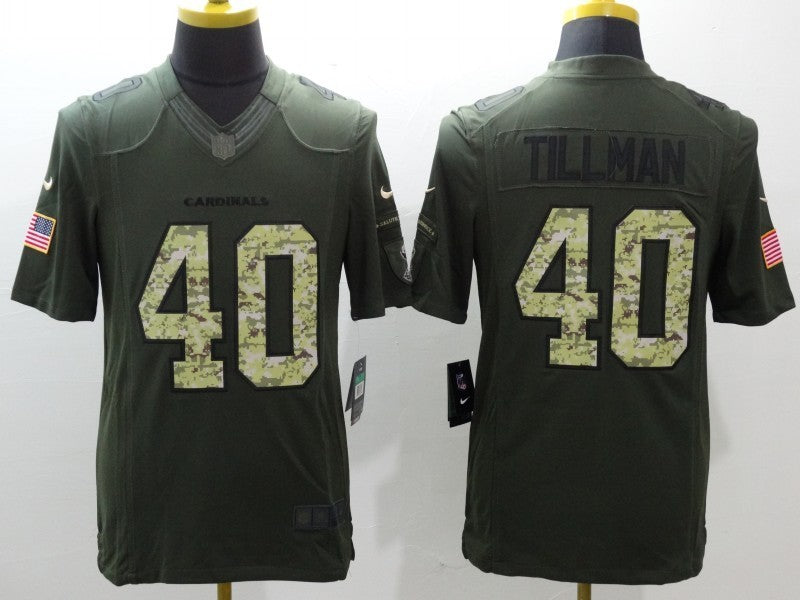 Men's Arizona Cardinals Pat Tillman #40 Army Green Game Jersey1