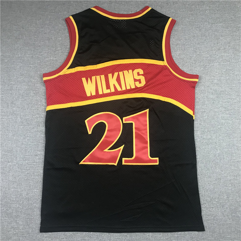 Men's Atlanta Hawks Dominique Wilkins 1986-87 Black Hardwood Classics Swingman Jersey1