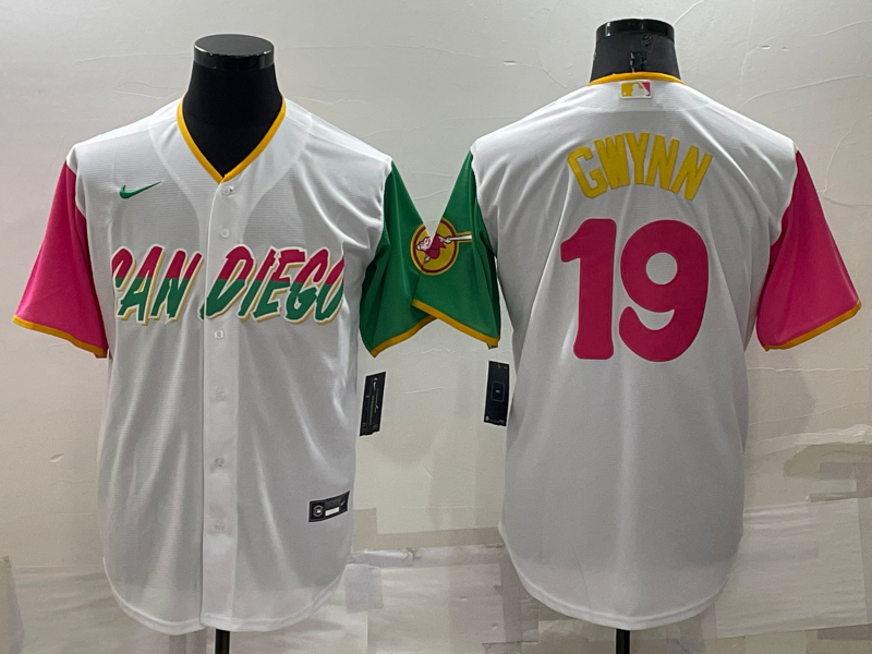 Men's San Diego Padres Tony Gwynn #19 White Player Stitched Jersey1