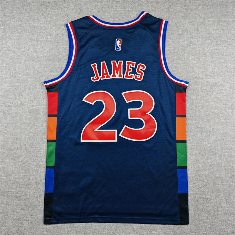 Men's Philadelphia 76ers LeBron James #23 Navy 2021/22 Swingman Jersey - City Edition