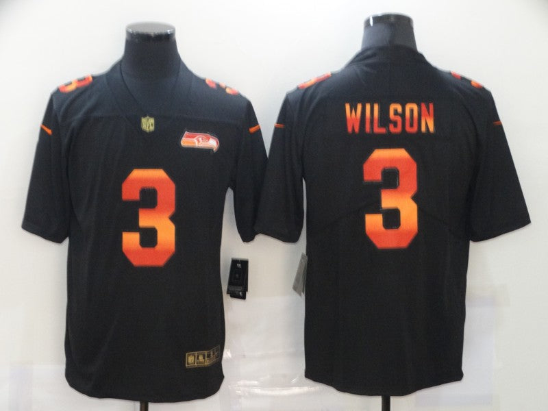 Men's Seattle Seahawks #3 Russell Wilson Black Player Game Jersey1
