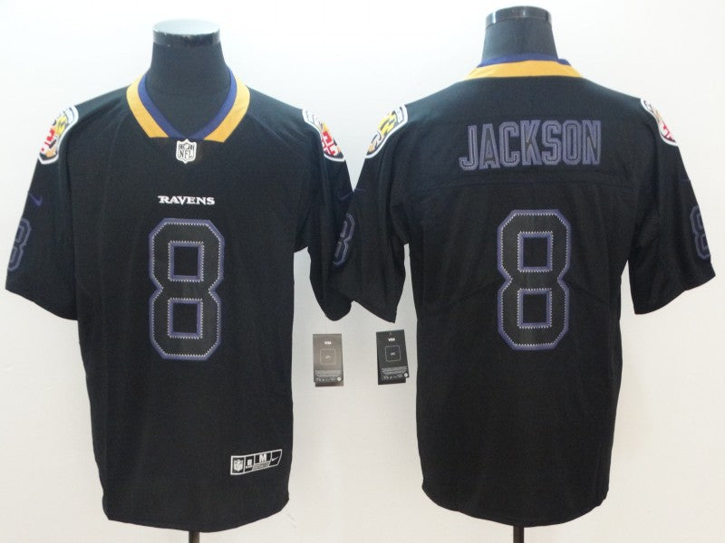 Men's Baltimore Ravens Lamar Jackson #8 Black Authentic Game Jersey1