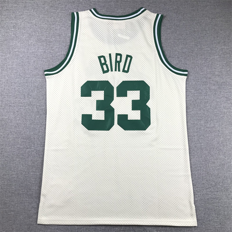 Men's Boston Celtics Larry Bird #33 Cream Hardwood Classics Swingman Jersey1
