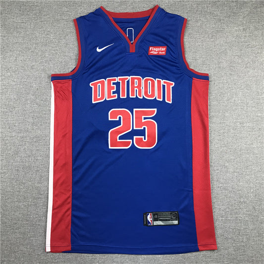 Men's Detroit Pistons Derrick Rose Blue 2021/22 Fast Break Replica Jersey1