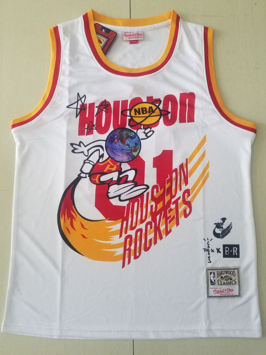 Men's Houston Rockets #01 NBA White Classics Jersey1 - Joint Edition