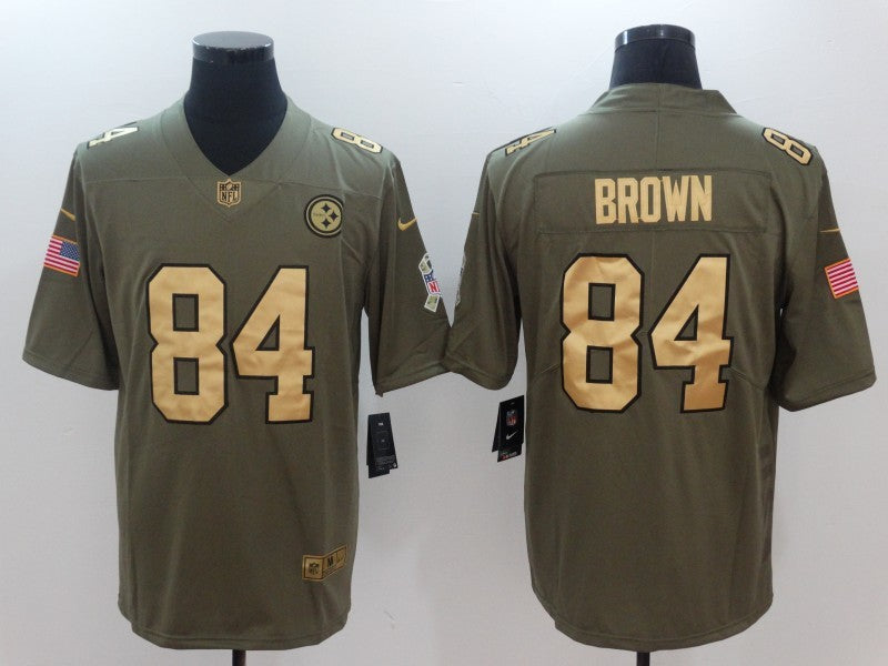 Men's Pittsburgh Steelers Antonio Brown #84 Brown Player Game Jersey1