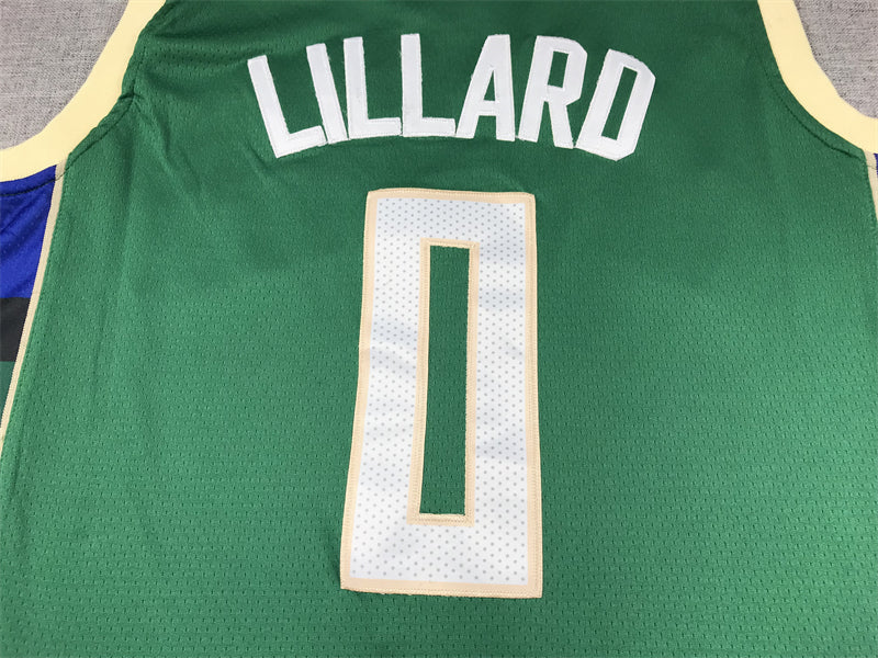 Men's Milwaukee Bucks Damian Lillard #0 Hunter Green Fast Break Player Jersey1 - Icon Edition