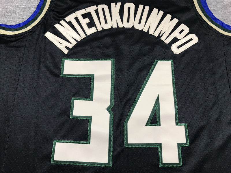 Men's Milwaukee Bucks Giannis Antetokounmpo #34 Black Swingman Jersey1 - Statement Edition