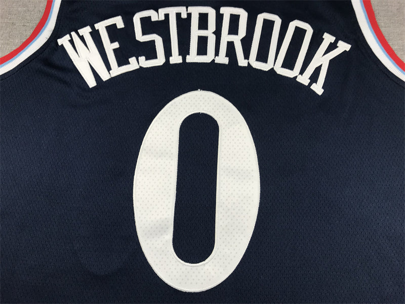 Men's LA Clippers Russell Westbrook #0 Navy Swingman Jersey1