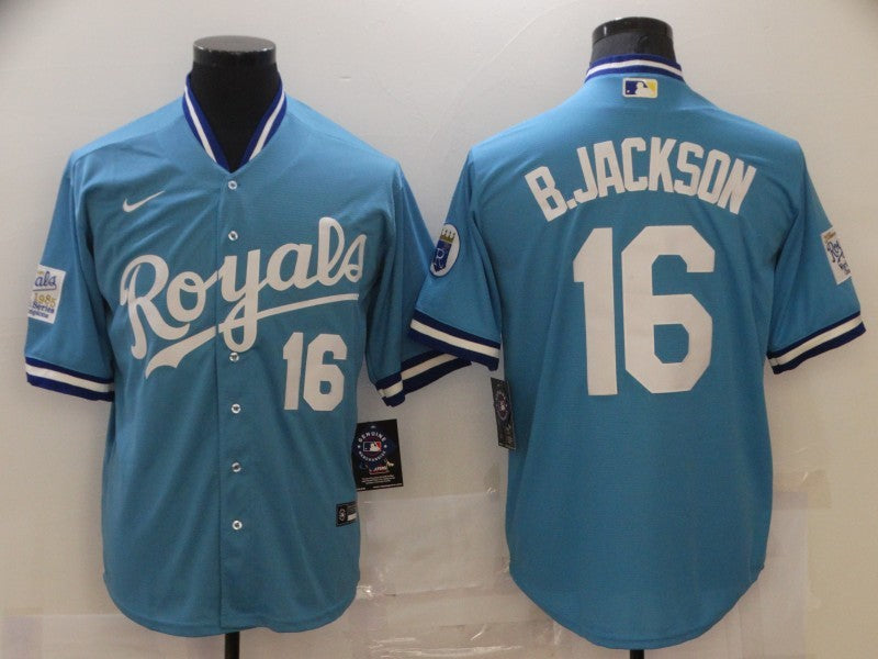 Men's Kansas City Royals Bo Jackson #16 Blue Fashion Stitched Jersey1