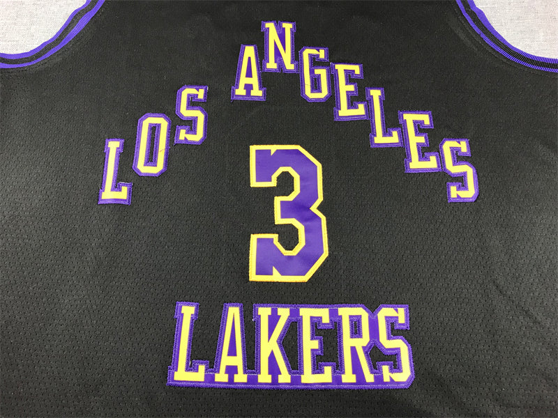 Men's Los Angeles Lakers Anthony Davis #3 Black 2023/24 Swingman Jersey1 - City Edition