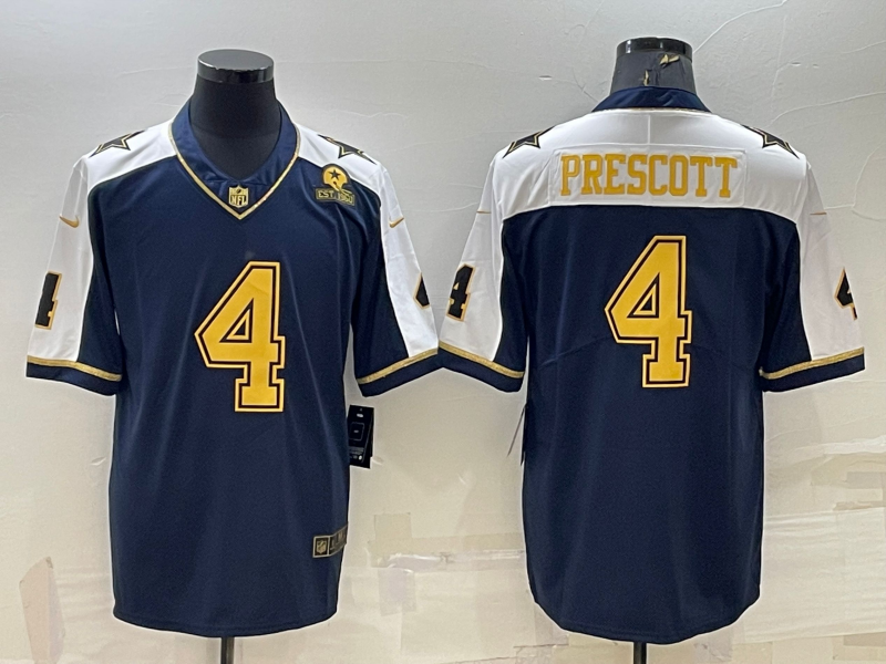 Men's Dallas Cowboys Dak Prescott #4 Navy Authentic Game Jersey1