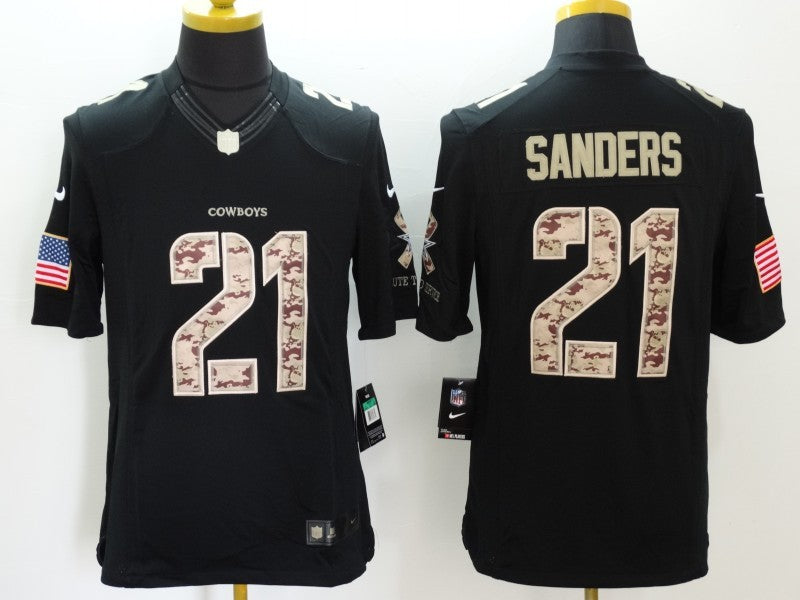 Men's Dallas Cowboys Deion Sanders #21 Black Game Player Jersey1