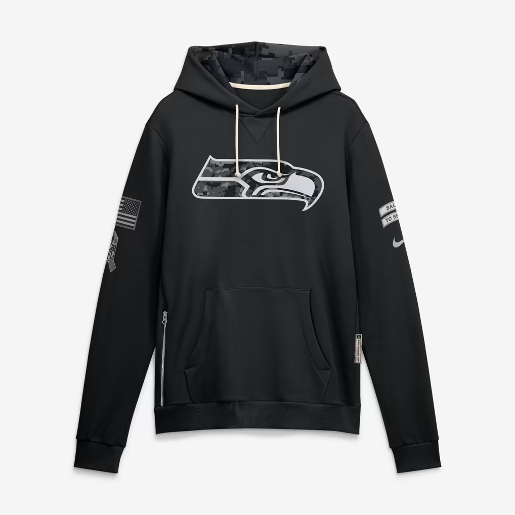 Men's Seattle Seahawks Black 2026 Salute to Service Sideline Dri-FIT Pullover Hoodie