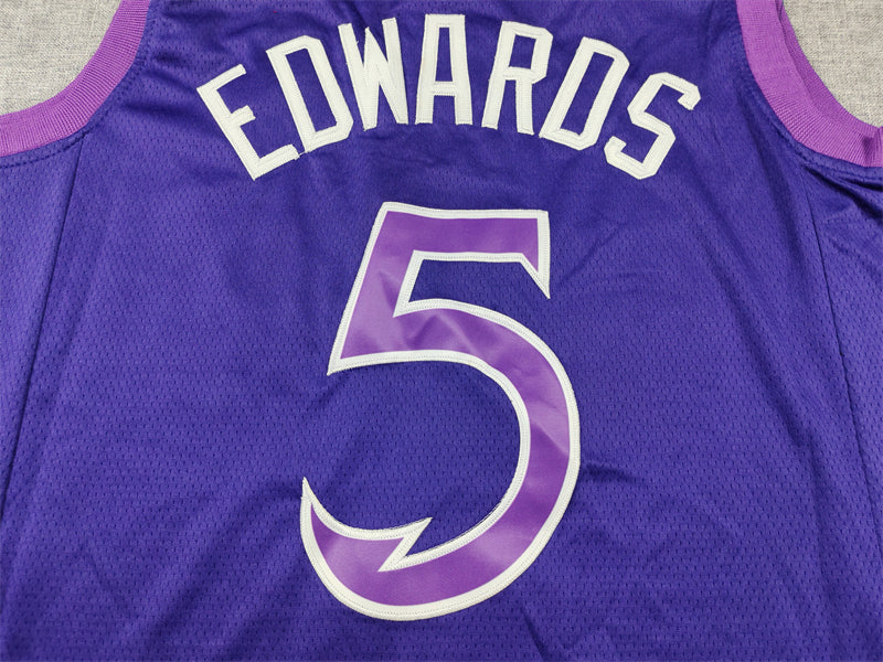 Men's Minnesota Timberwolves Anthony Edwards #5 Purple Swingman Jersey1