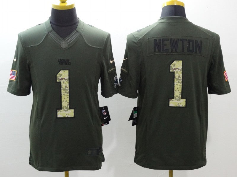Men's Carolina Panthers Cam Newton #1 Army Green Game Jersey1