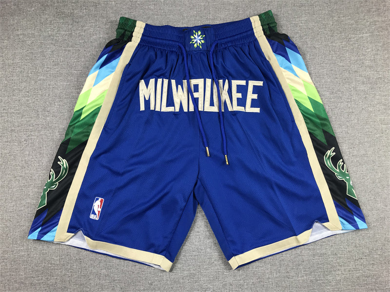 Men's Milwaukee Bucks Blue 2022/23 City Edition Basketball Shorts1