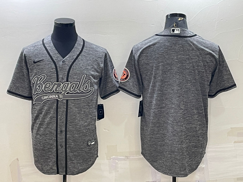 Men's Cincinnati Bengals Grey Blank Jersey2
