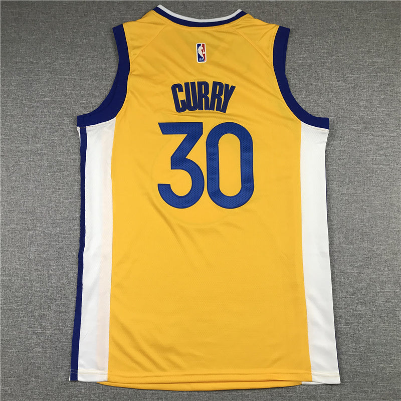 Men's Golden State Warriors Stephen Curry Yellow Fast Break Team Replica Jersey1