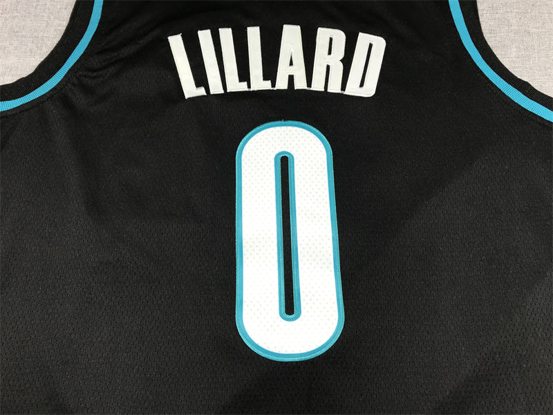 Men's Portland Trail Blazers Damian Lillard #0 Black 2022/23 Fastbreak Jersey1 - City Edition