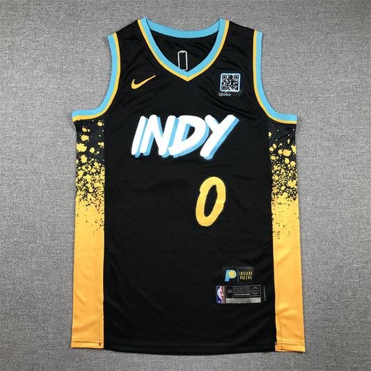 Men's Indiana Pacers Tyrese Haliburton #0 Black 2023/24 Swingman Jersey1 - City Edition