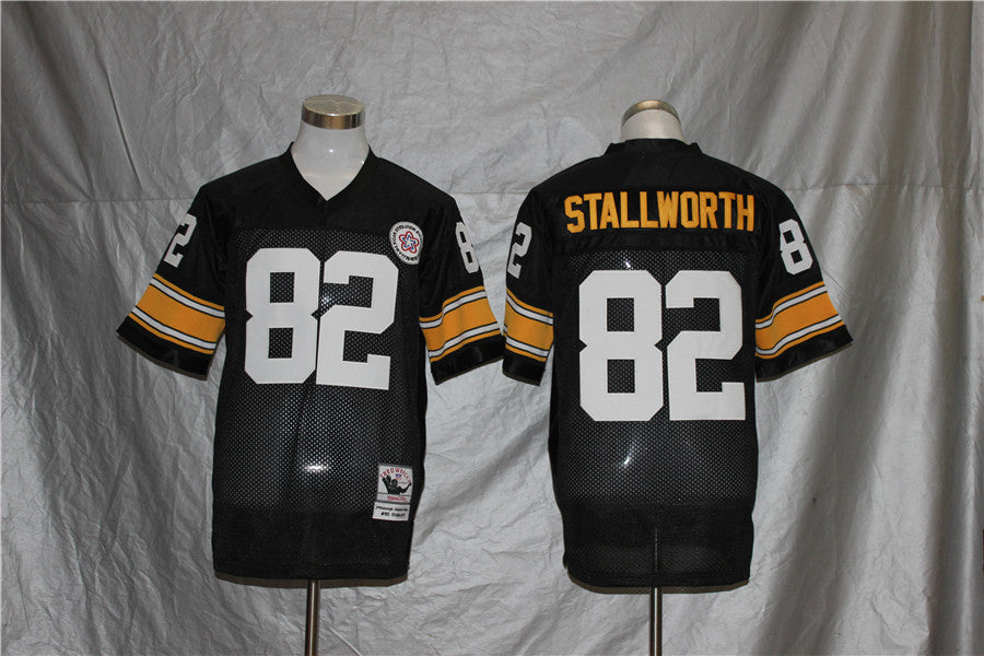 Men's Pittsburgh Steelers John Stallworth Mitchell & Ness Black Legacy Replica Jersey1