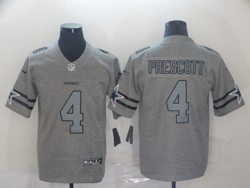 Men's Dallas Cowboys Dak Prescott #4 Gray Game Jersey1