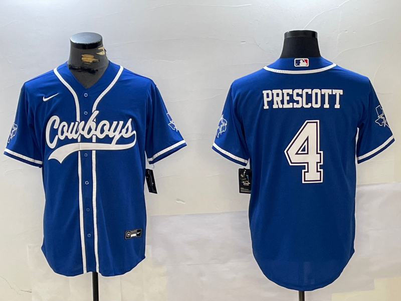 Men's Dallas Cowboys Dak Prescott #4 Royal Game Jersey1