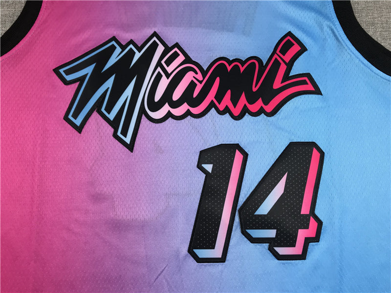 Men's Miami Heat Tyler Herro #14 Pink/Blue Swingman Player Jersey1