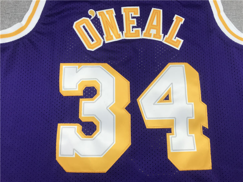 Men's Los Angeles Lakers Shaquille O'Neal #34 Purple 1996-97 Classics Jersey1