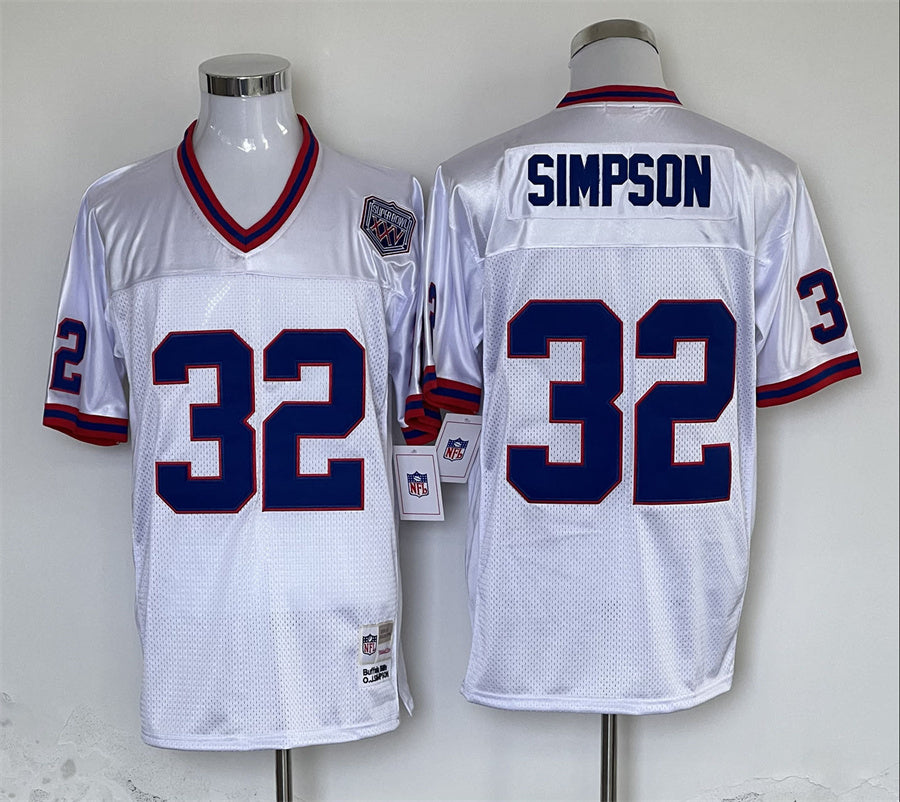 Men's Buffalo Bills OJ Simpson Mitchell & Ness White Legacy Replica Player Jersey1