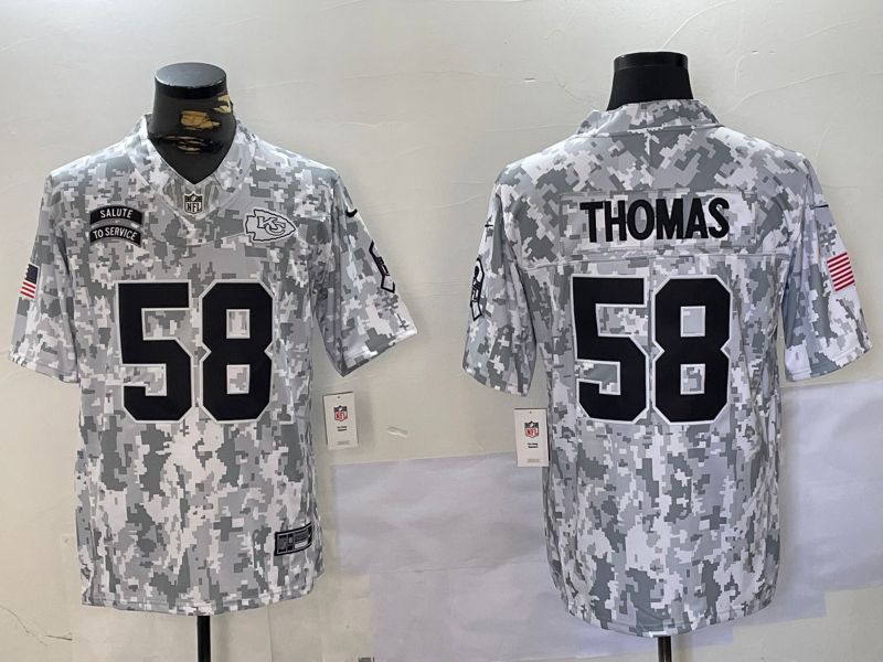 Men's Kansas City Chiefs Derrick Thomas #58 Arctic Camo 2024 Salute to Service Retired Player Limited Jersey1