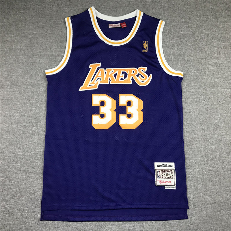 Men's Los Angeles Lakers Kareem Abdul-Jabbar Hardwood Classics Swingman Jersey1