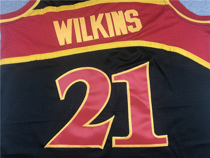 Men's Atlanta Hawks Dominique Wilkins 1986-87 Black Hardwood Classics Swingman Jersey1