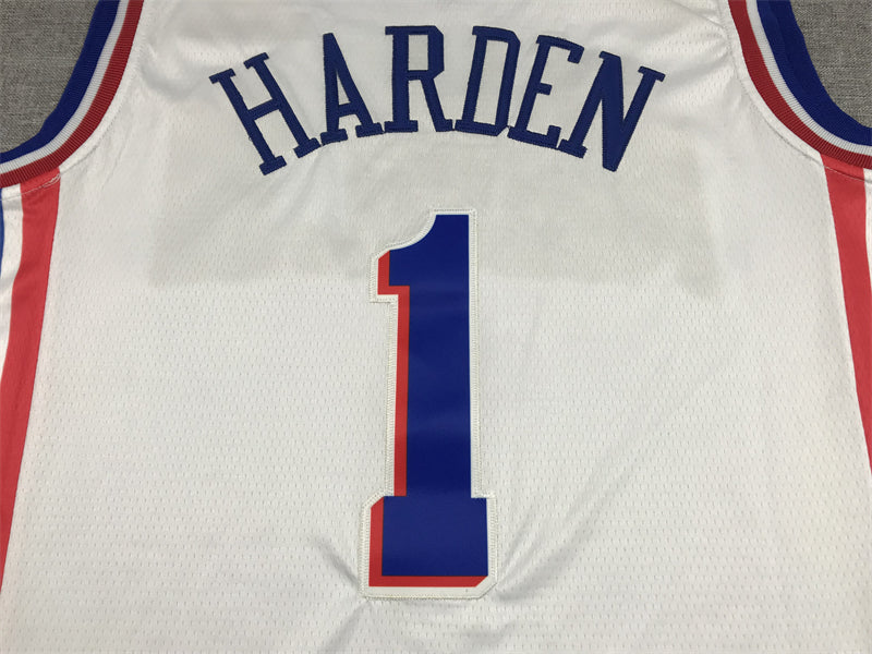 Men's Philadelphia 76ers James Harden #1 White 2022/23 Swingman Jersey1 - Association Edition